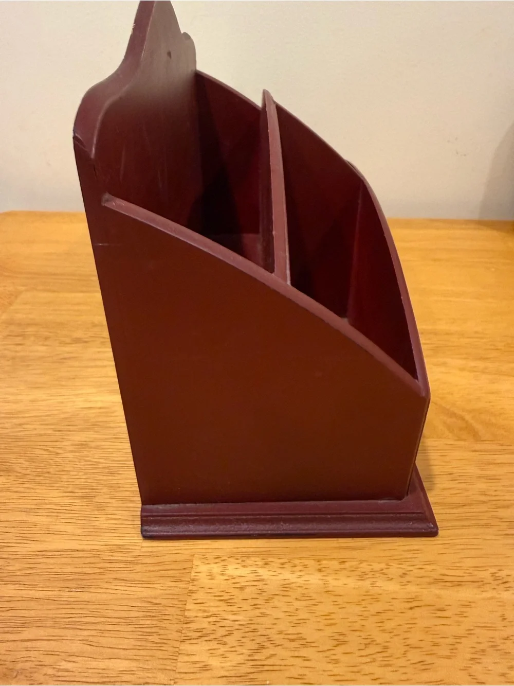 Vintage Wooden Desk Organizer- Burgundy Multi-Compartment